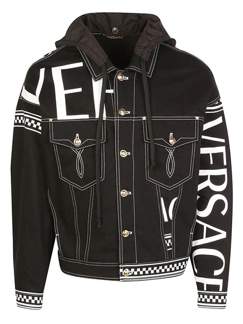 versace half jacket|versace black denim jacket.